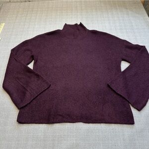 French Connection Sweater Womens Medium Burgundy Mock Neck Bell Sleeves Cozy